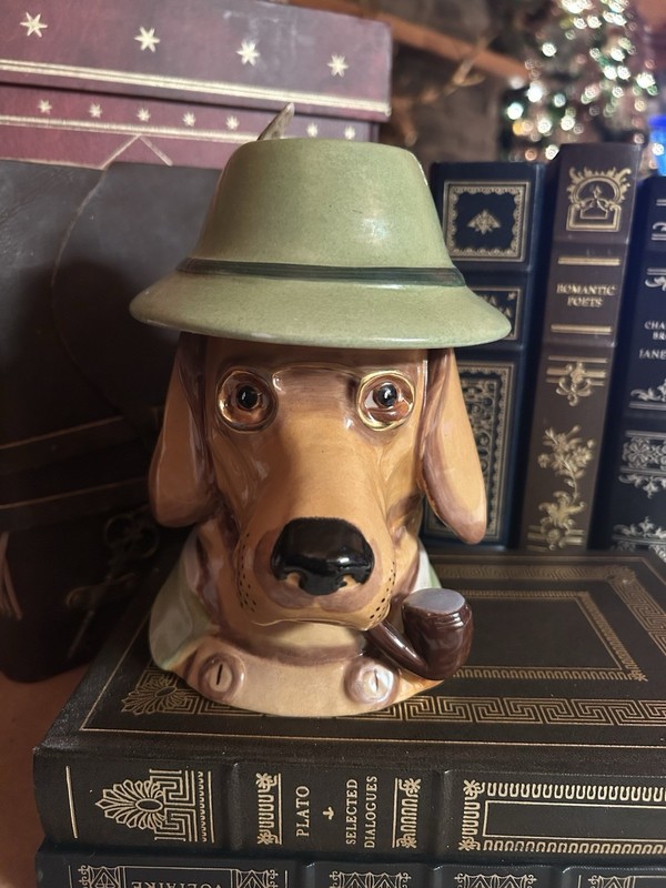 Rare Domex  German Sherlock Holmes Lidded Hound Stein 95% Zinn - Fathers Day!