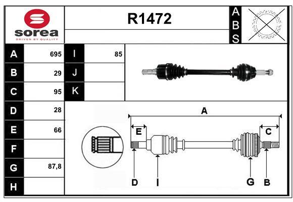 Arbre de transmission SNRA R1472, cardan de transmission fluide et robuste pour Renault Espace V