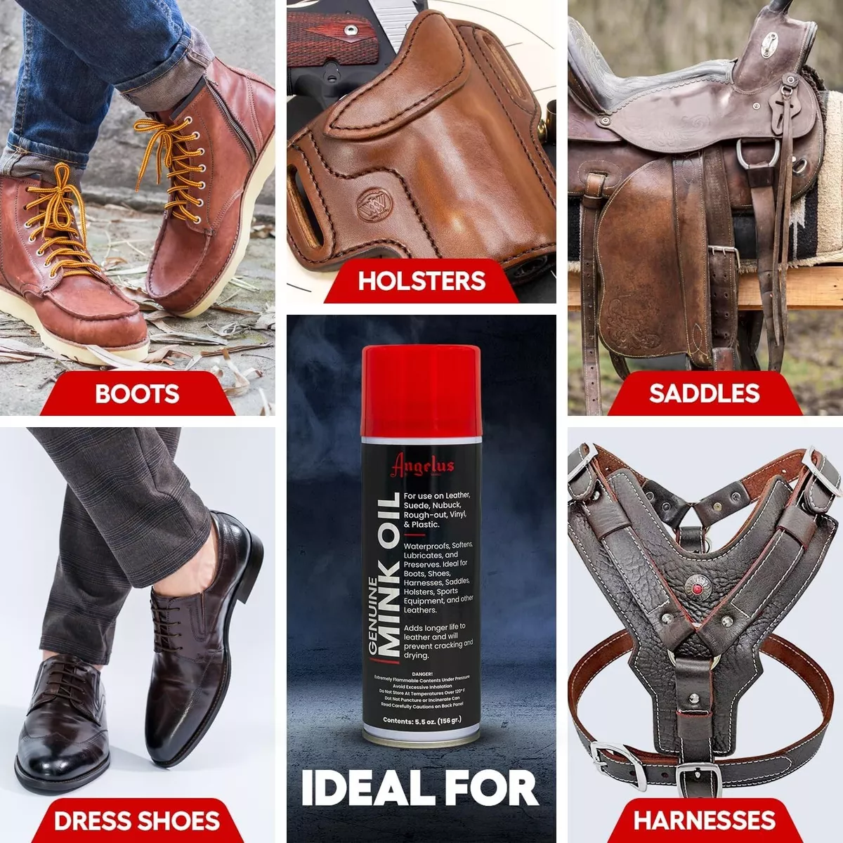 Angelus Mink Oil Waterproof Conditioner Suede Leather Boots Shoes