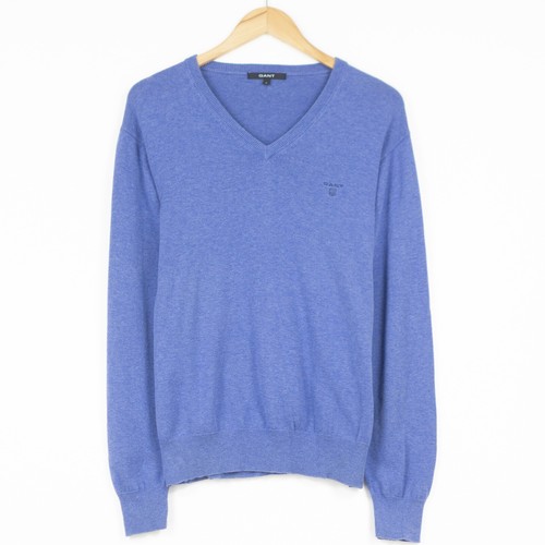 GANT Jumper Sweater Blue V-Neck Cotton 
