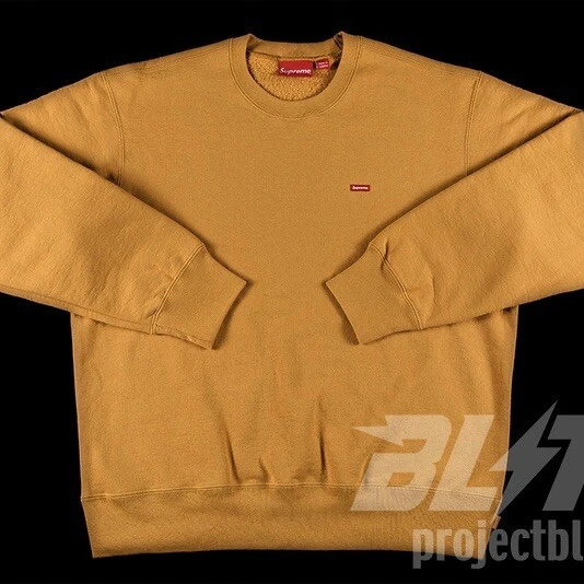 SWEATSHIRT COL ROND LOGO PETITE BOÎTE SUPRÊME MOUTARDE TAILLE M MEDIUM 2021