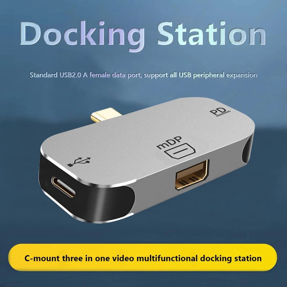 USB Hub Type C 3.1 to Mini DP C Port Adapter 3-in-1 Multi USB PD Docking Station