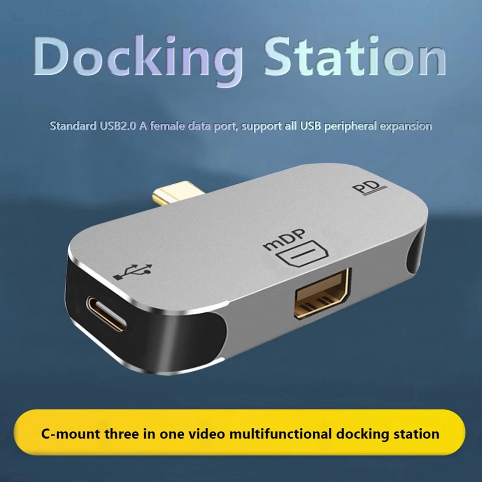 USB Hub Type C 3.1 to Mini DP C Port Adapter 3-in-1 Multi USB PD Docking Station - Image 4 of 4