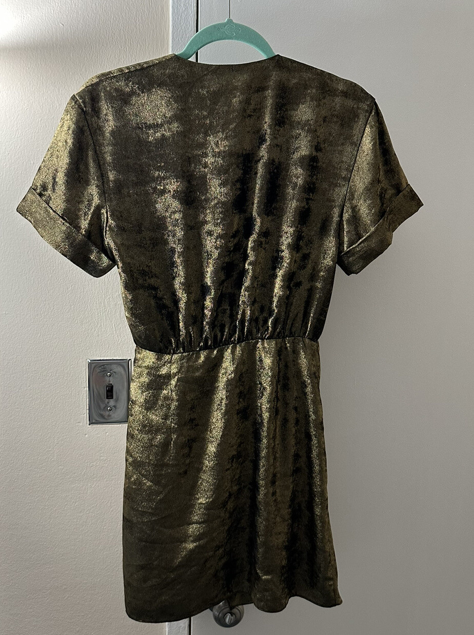 Zara Gold Metallic Kimono/Dress Short Sleeve TRF coll… Gem
