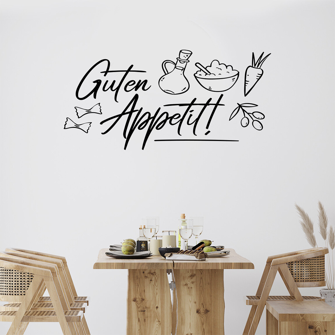 Klebesüchtig Wandtattoo „Guten Appetit“ – 120x52 Cm, Schwarz, Selbstklebend Für Wand & Möbel