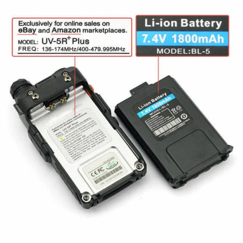 UV-5R+ 5R Plus 5W Walkie Talkie Two Way Radio 136-174/400-520MHz with Earpiece - Image 2 of 4