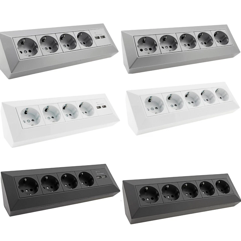 CHILITEC Steckdosenblock Aufbau Montage Steckdose 45°angewinkelt Verteilerdose Küche Büro