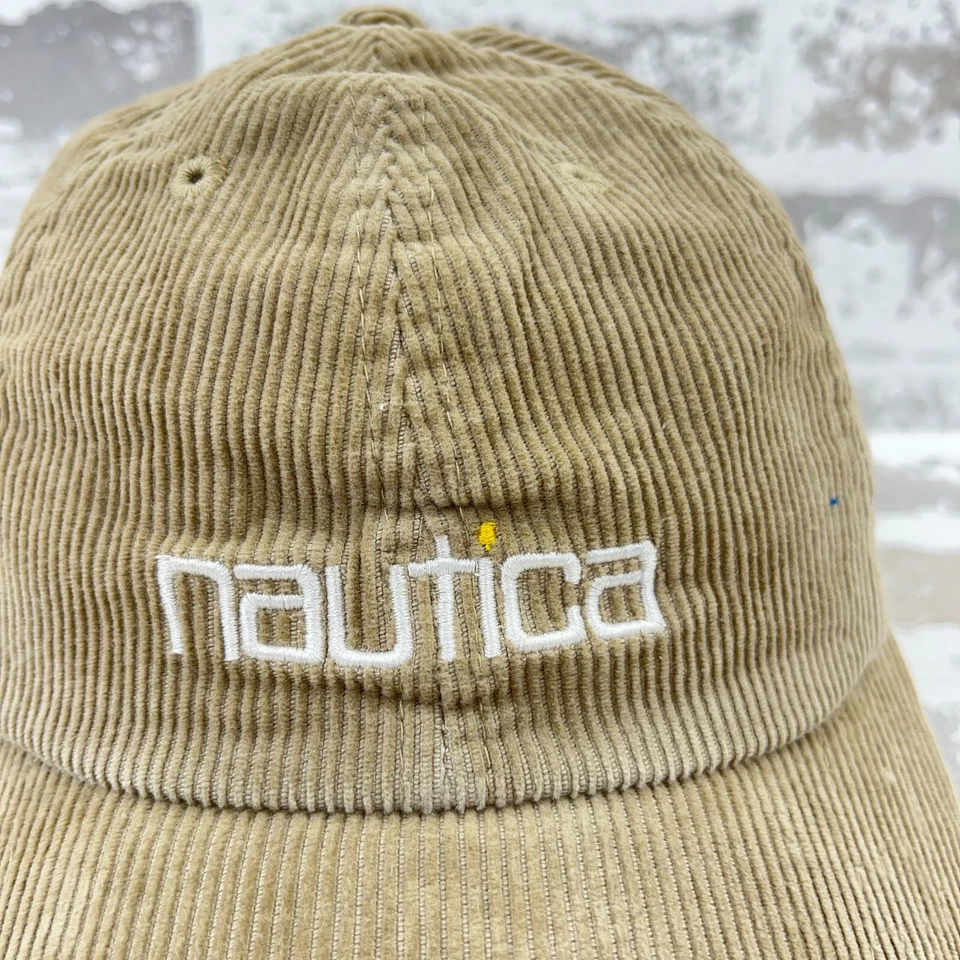 Nautica Hat Cap Corduroy Strap Back Tan Spell Out Baseball Golf Dad Mens Adult - Image 4 of 4