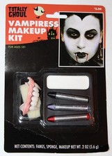 Totally Ghoul Vampire Makeup Kit Halloween Costume Accessory Fangs, Sponge