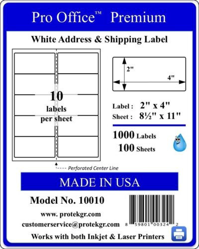 WING OFFICE Premium Versandetiketten Blanko Selbstklebend 10 pro Blatt 2" x 4" - Bild 4 von 5