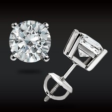 2.0Ct Brilliant Round cut GRA Certified Moissanite Stud Earrings 14K White Gold