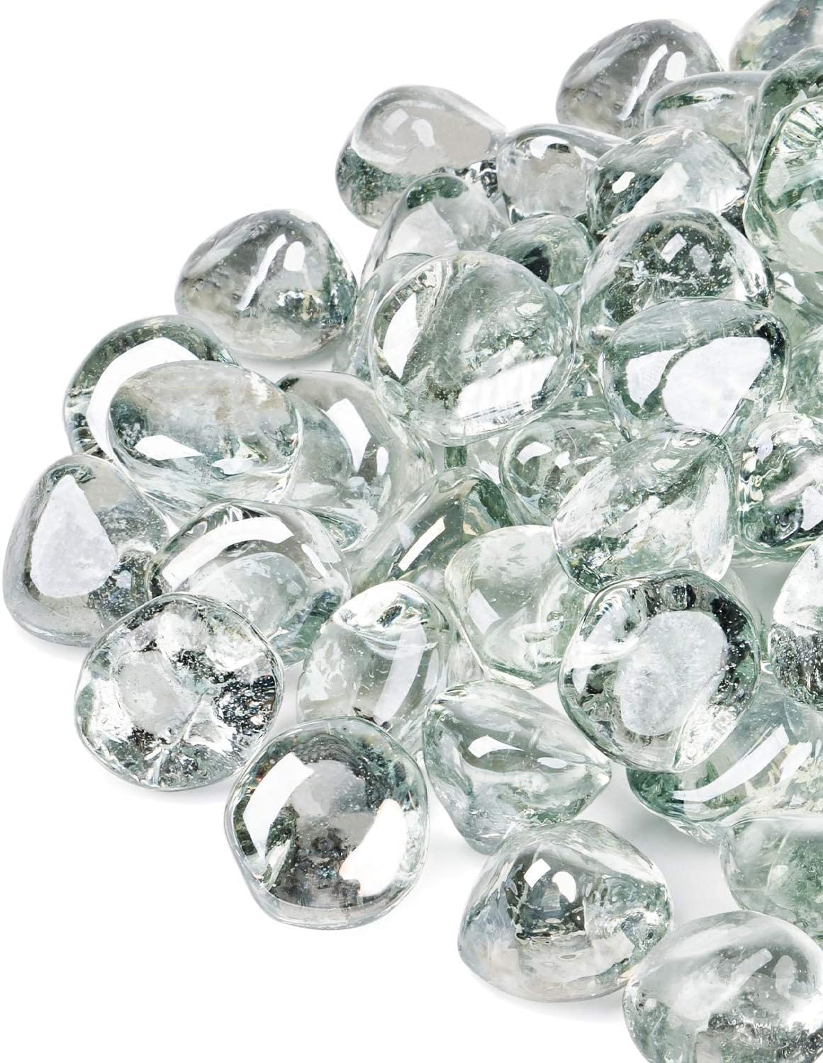 20 Pound Fire Glass Diamonds - 1Inch Clear Fire Glass for Propane Fire Pit, Deco
