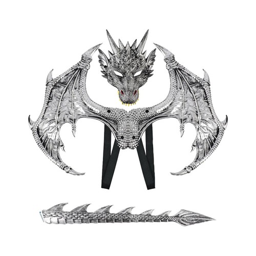 3D Dragon Wing Costume Dinosaur Tail Mask Set Dress Halloween Fancy Cosplay Kids - Picture 20 of 25