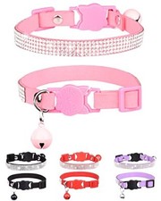 Solmoony Breakaway Cat Collars with Bell,Adjustable Safe Kitten Collar,Cat Pink
