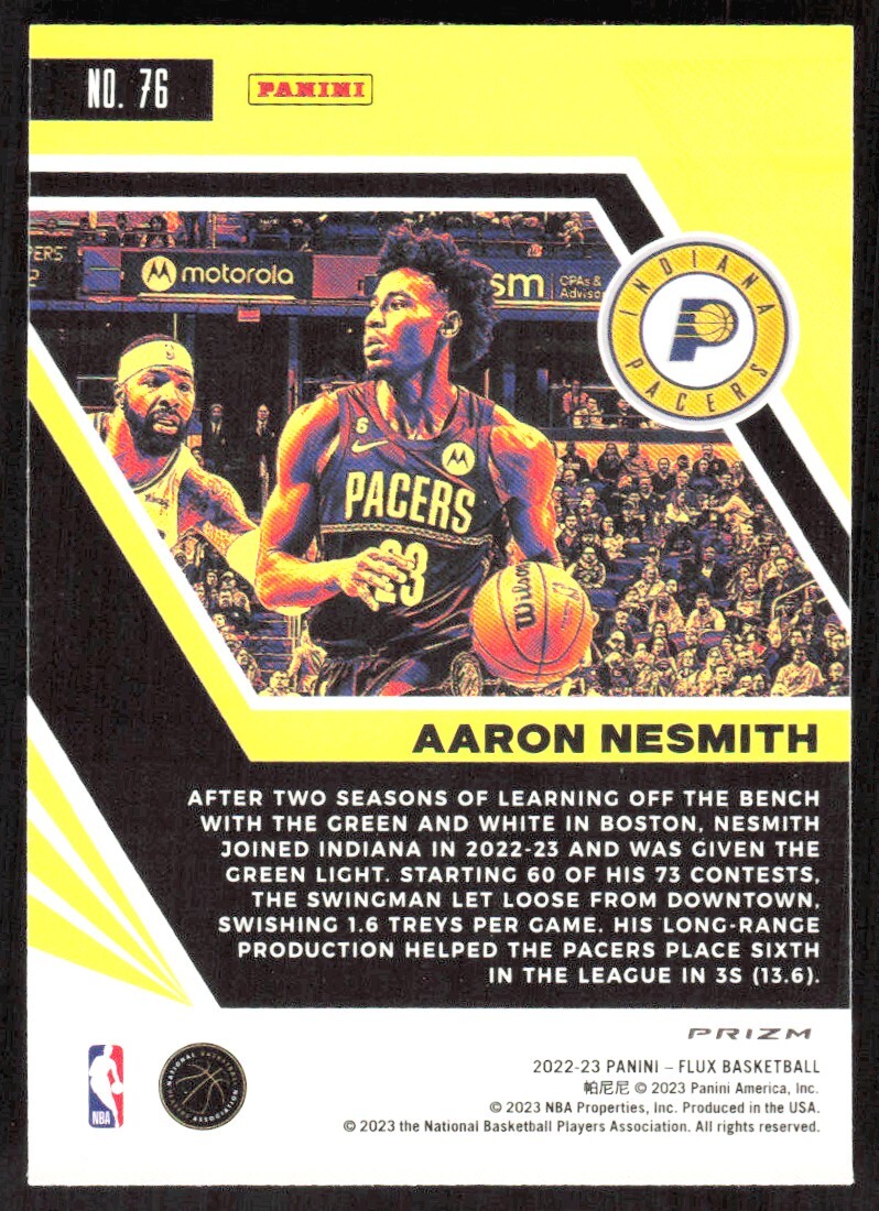 2022-23 8677B Panini Flux RED ICE PRIZM Aaron Nesmith Indiana