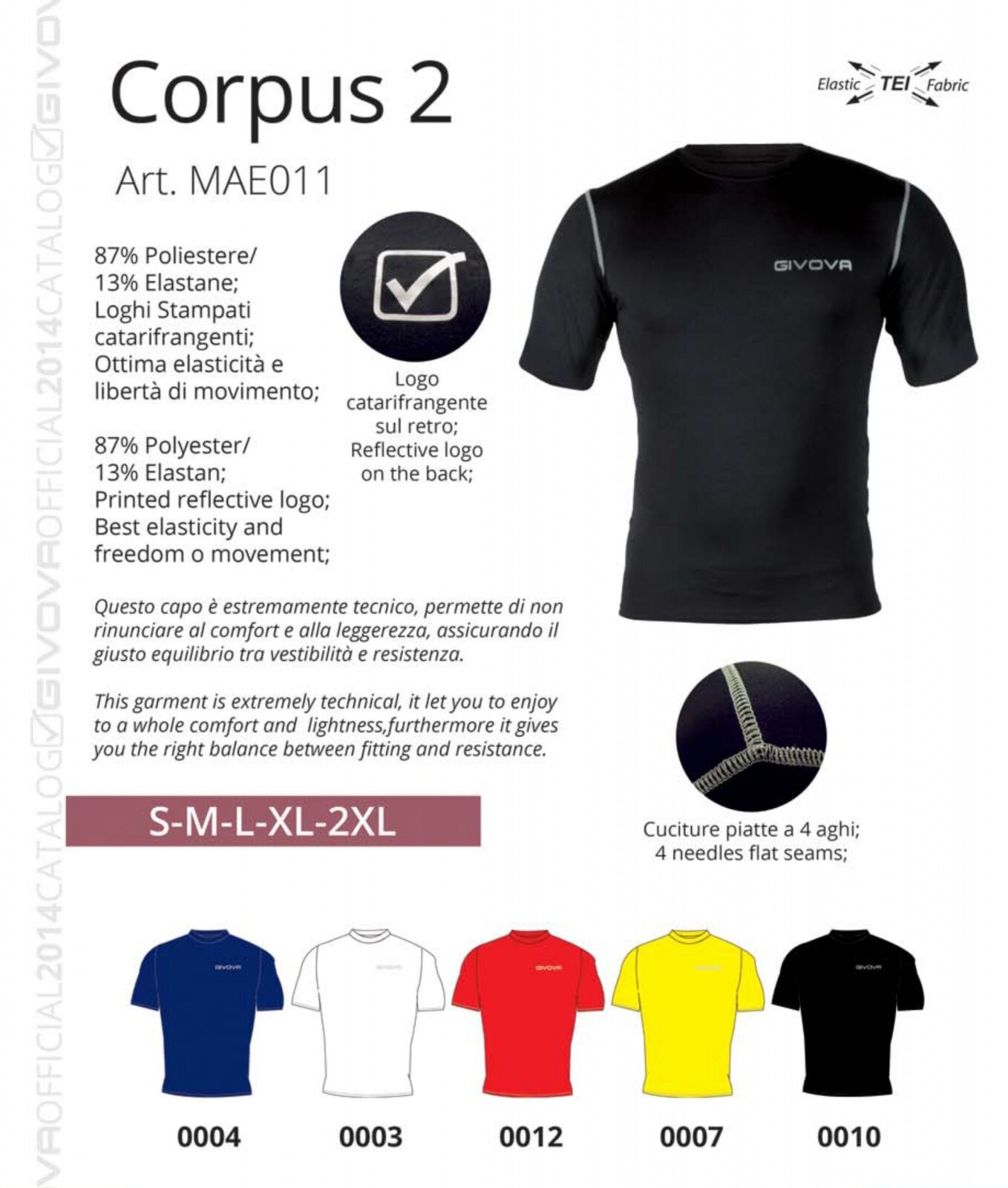 Camiseta Termica Manga Corta Underwear Givova Mod. Corpus 2 Técnica Completos