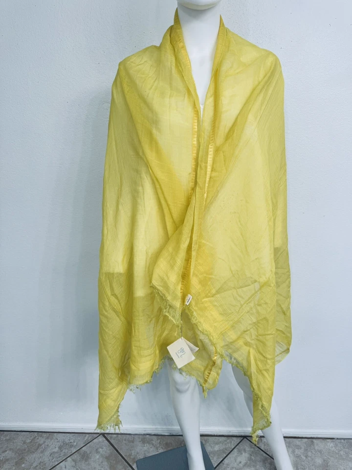 Matta Scarf Shawl Sunshine Yellow  Cotton Silk Gossamer Huge 40” x 74” NWT - Imagem 4 de 4