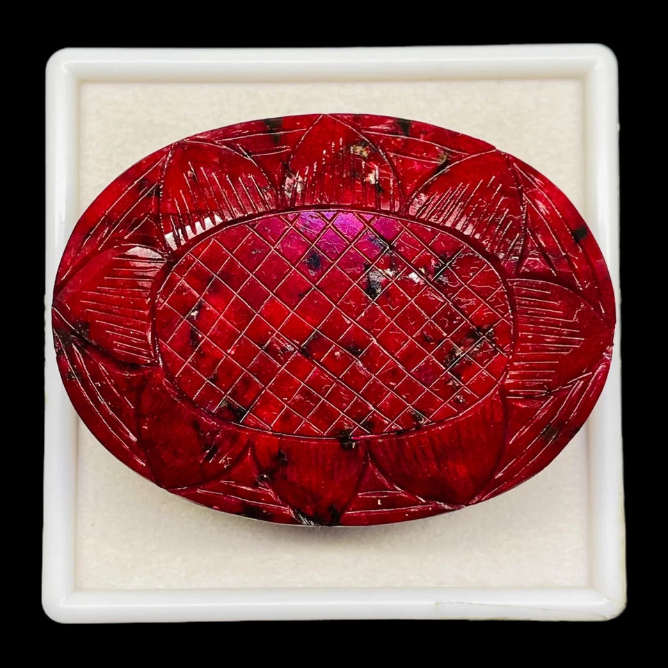 Pedra preciosa rara enorme tamanho museu rubi esculpido natural certificado 1483,7 cts 79x57mm - Imagem 4 de 4