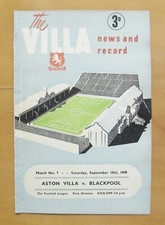 ASTON VILLA v BLACKPOOL 1949/1950 *VG Condition Football Programme*