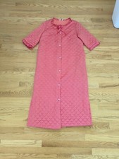 VTG 60s EVELYN PEARSON USA PINK RHINESTONE LOUNGE ROBE EUC GB9