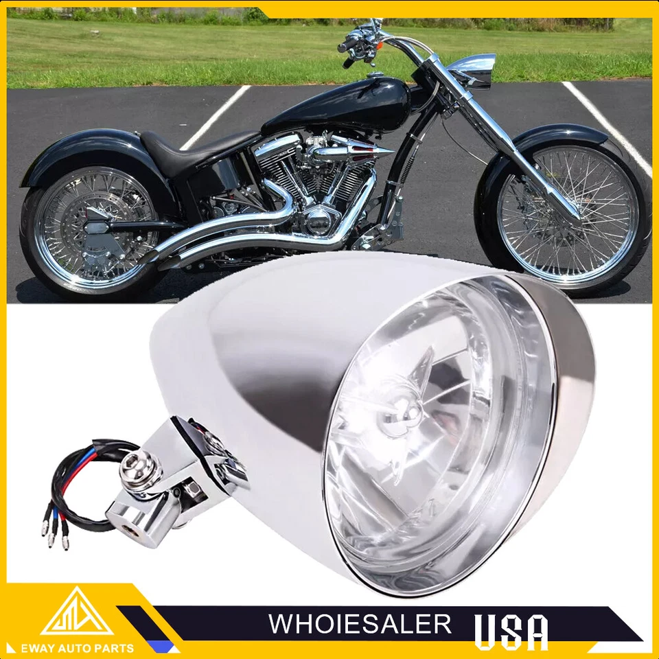 5.75" Bullet Headlight Assembly For Harley Touring Chopper Cruise Sportster 1200 - Image 2 of 4