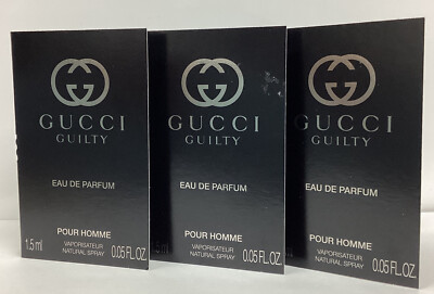 Gucci Guilty Sample LOT OF 3 Eau De Parfum 0.05oz As Pictured 