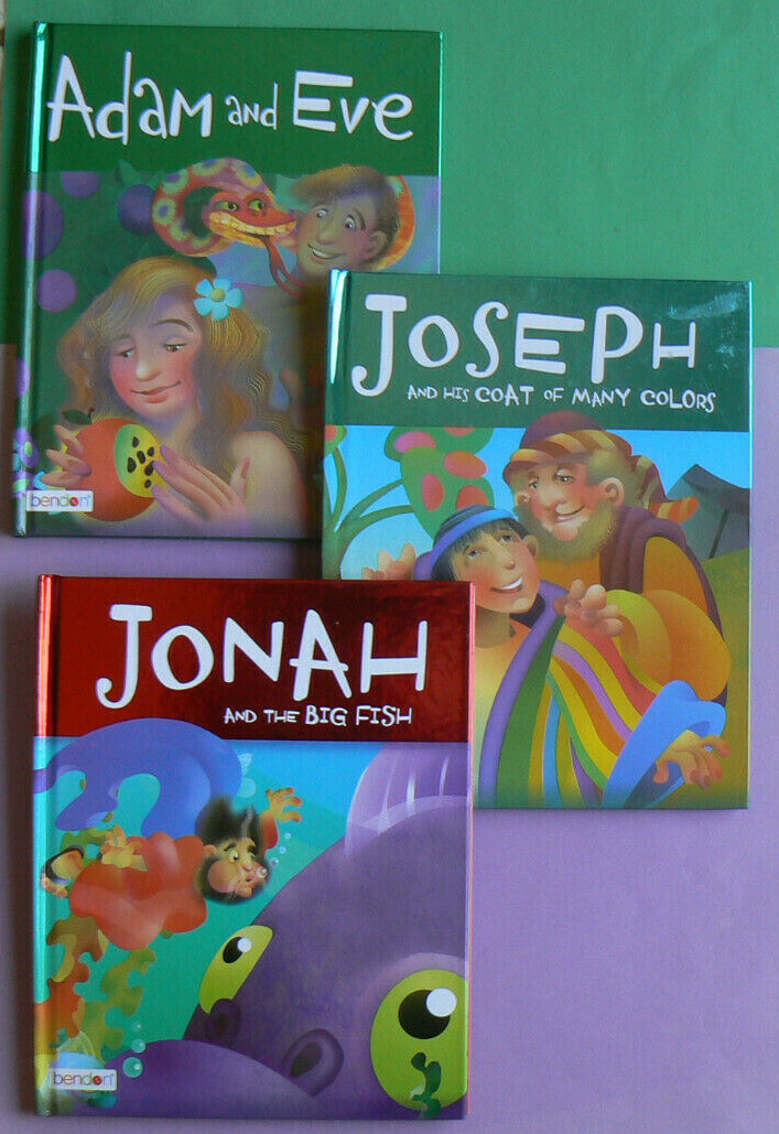 3 Bendon Bible Stories:Adam&Eve,Jonah,Joseph,Tess Fries - Beautiful HC books LN!