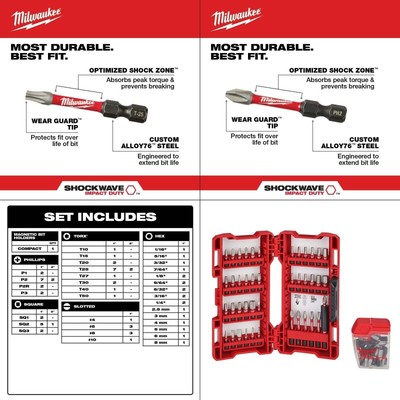 Milwaukee 72 PIECE Shockwave Impact Duty Driver Bit Set 48-32-4497  