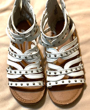 Kid Pik girl's white strappy gladiator sandals back zipper size 2M