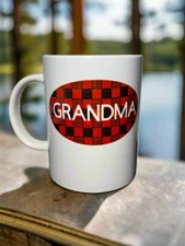 Custom ceramic coffee with grandma in buffalo print