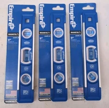 LOT OF 3 Empire 9 in. Torpedo Level with Aluminum frame NEW