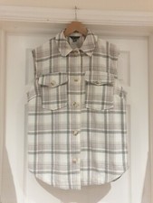 NEW LOOK Shacket White, Grey, Beige & Pink Sleeveless Check Jacket UK Size 10