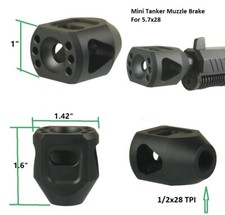 Aluminum Black 1/2x28 1/2-28 TPI Muzzle Brake Compensator For 5.7x28
