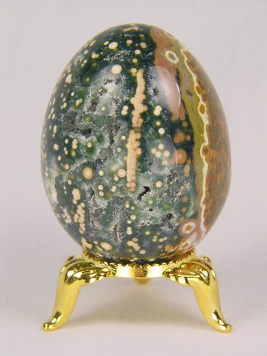 BUTW Madagascar Ocean Jasper Lapidary Carved 38mm X 48mm egg with stand 5076K - Picture 1 of 2