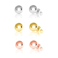925 Sterling Silver Gold, Silver  Rose Gold 6mm Ball Stud Earring Set - 3 pairs