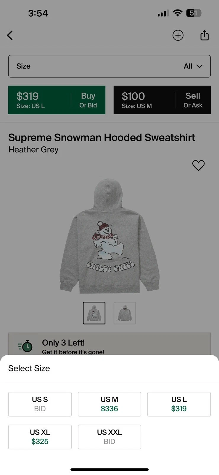 Supreme FW21 « sweat à capuche bonhomme de neige » taille XL