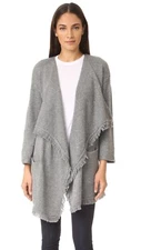 SOFT JOIE Farid L/Sleeve Fringe Knit Cardigan Sweater Heather Grey XS $258 B32