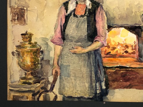 Original Aquarell Malerei Oma Matryona Unikat Signiert Zhurov E.P. Russland 1991 - Bild 9 von 24