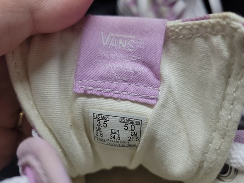 Vans Women's Canvas White and Lavender Check Skateboard Hightop Shoe Size 5. - Picture 7 of 9