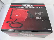 NEW 40' Ironton Retractable Extension Cord Reel - 12/3 Triple Tap FREE SHIPPING!