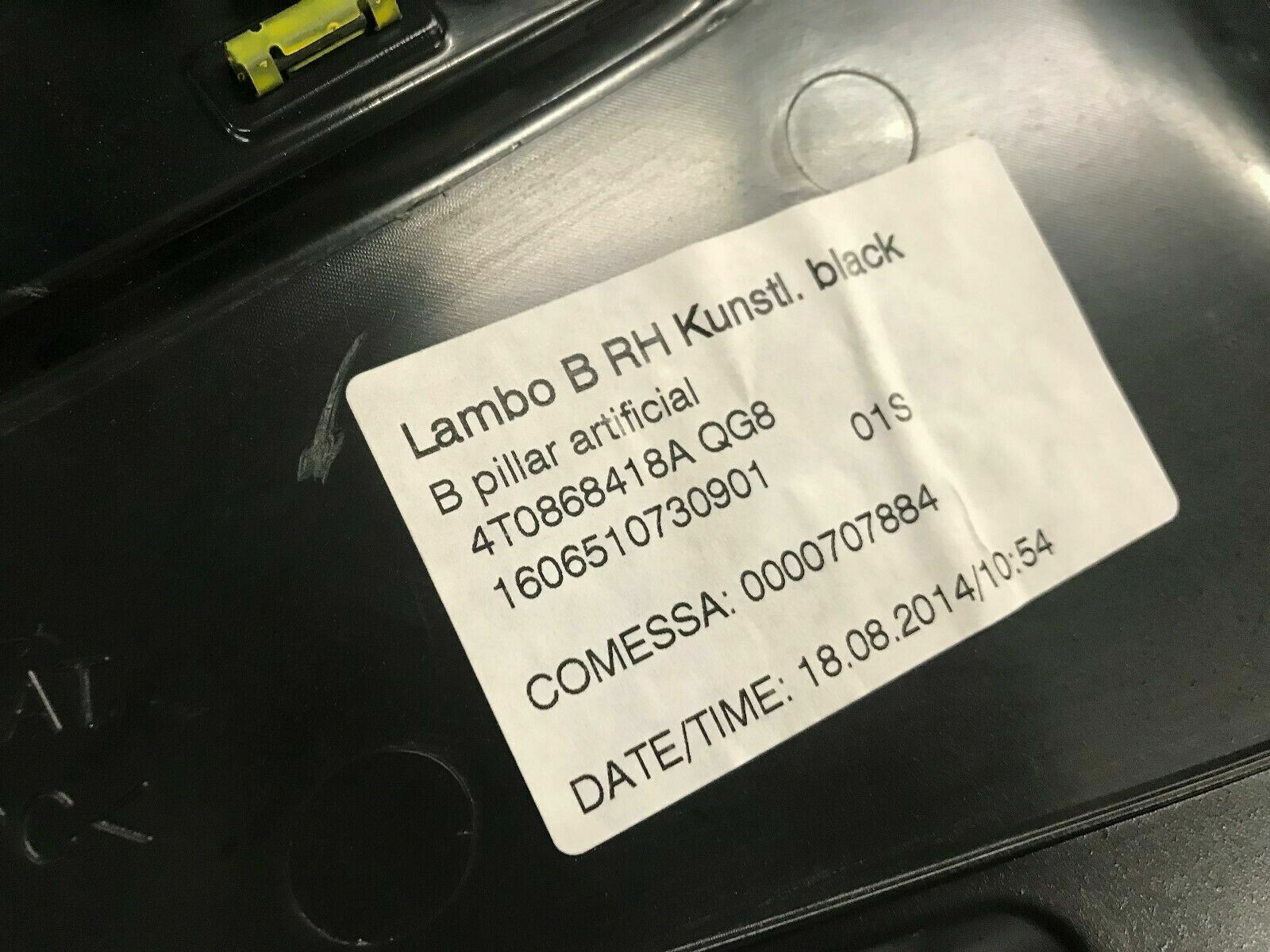 LAMBORGHINI HURACAN LP610 PASSENGER RIGHT SIDE INTERIOR B-PILLAR OEM 4T0868418A