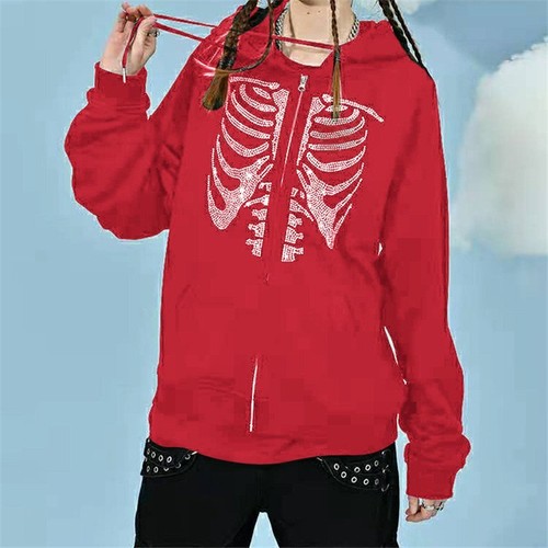 Gothic Zip Up Women Sweatshirts Acket Streetwear Rhinestone Fashion Female - Imagen 13 de 15