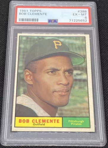 1961 Topps Baseball Roberto Bob Clemente #388 Pittsburgh Pirates PSA 6 EX-MT