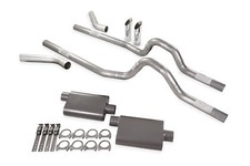 Dual Exhaust Kit 2.5 2 Chamber Corner Exit Sw Tips Fits 73-80 Gm Ck 10 12 Ton