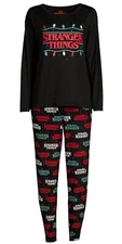 Stranger Things Pajamas Set Shirt Pant Season 4 Christmas Lights S M PLUS 2X 3X