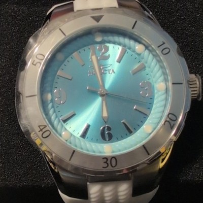 NEW! INVICTA Angel Sky Blue Dial Watch White Silicone Band  display picture 1