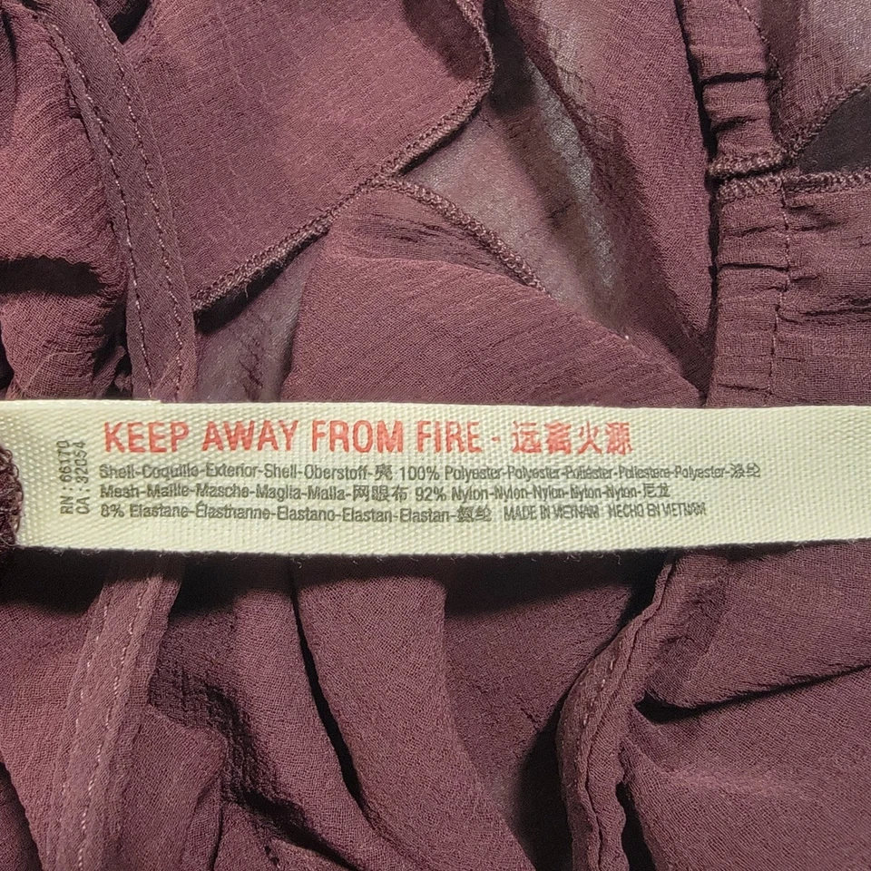 Body Free People Intimately Juliet Volantes Talla XS Ciruela Gasa Transparente En Capas Foto 4 de 4