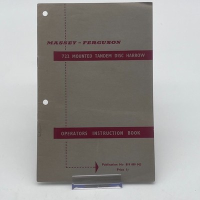 Massey Ferguson 722 montiert Tandem Scheibenegge Bediener Bedienungsanleitung Buch Handbuch
