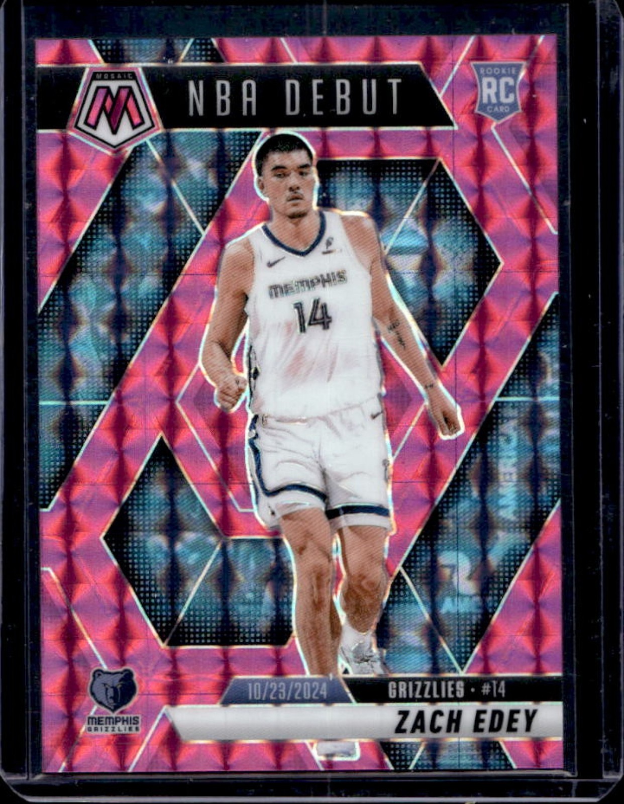 2024-25 Mosaic Zach Edey RC Pink Rookie NBA Debut #39/175 Grizzlies