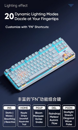 UK Layout True Mechanical Gaming Keyboard 87 Keys Wired SIDE RGB Keypad USB-C - Picture 8 of 10